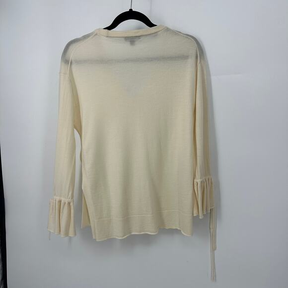J. Crew women's merino wool top size medium cream drawstring long sleeve soft - Picture 2 of 11